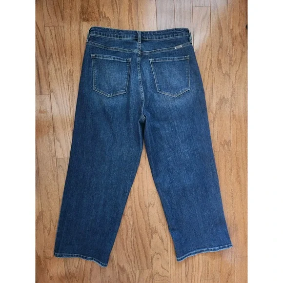 KanCan Women's Wide Leg Cropped Jeans Size 10 Dark Wash High Rise - Picture 4 of 9